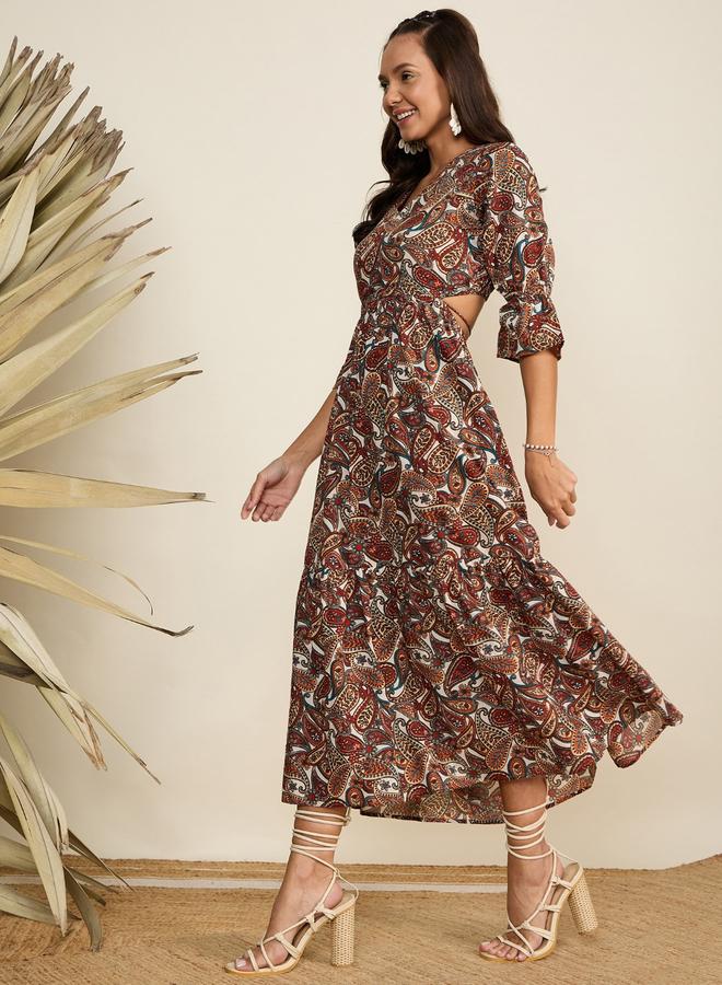 WineRed فستان ميدي مطبوع بنقشة بيزلي - Image 2